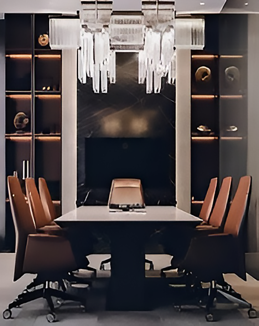 Hernan Grey Marble Top Conference Table  Contemporary Conference Table