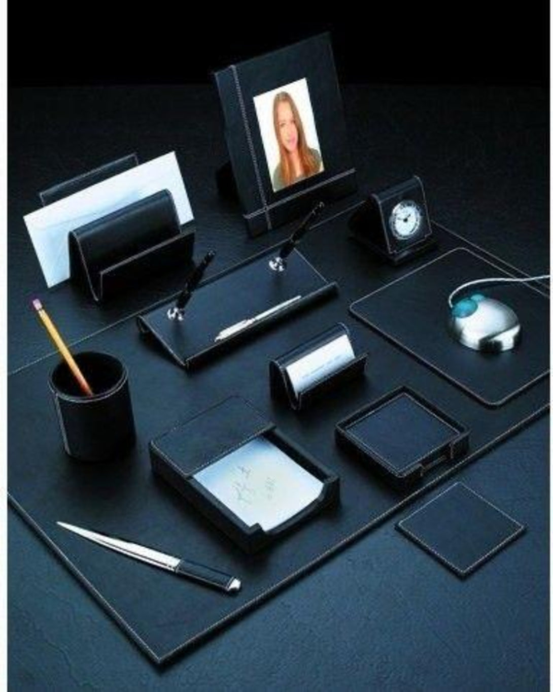 Hideaway Blue Luxury Leather Office Desk ANGIE HOMES