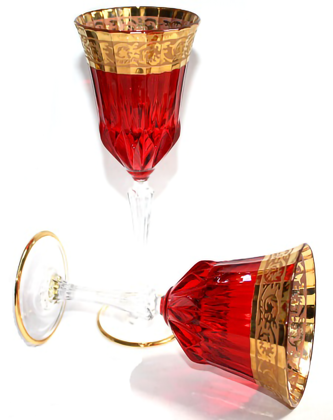 JAZZ RED COLORED CRYSTAL CUT WINE & CHAMPAGNE GLASS SET ANGIE HOMES