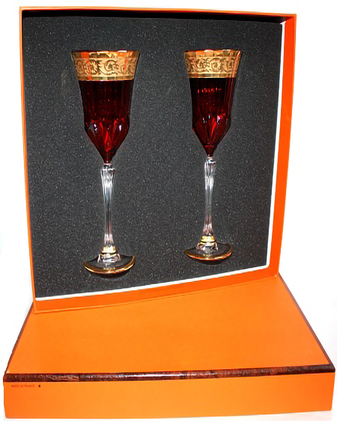 JAZZ RED COLORED CRYSTAL CUT WINE & CHAMPAGNE GLASS SET ANGIE HOMES