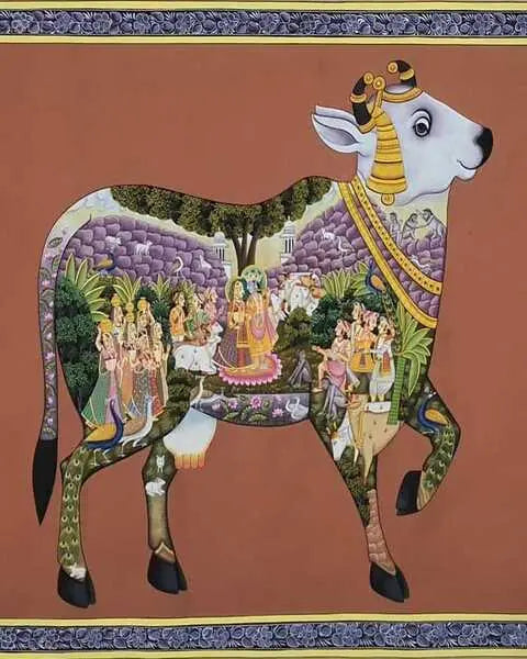 KAMDHENU PAINTING | Pichwai Cow Art ANGIE KRIPALANI DESIGN- ANGIE HOMES -ANGIES INDIA