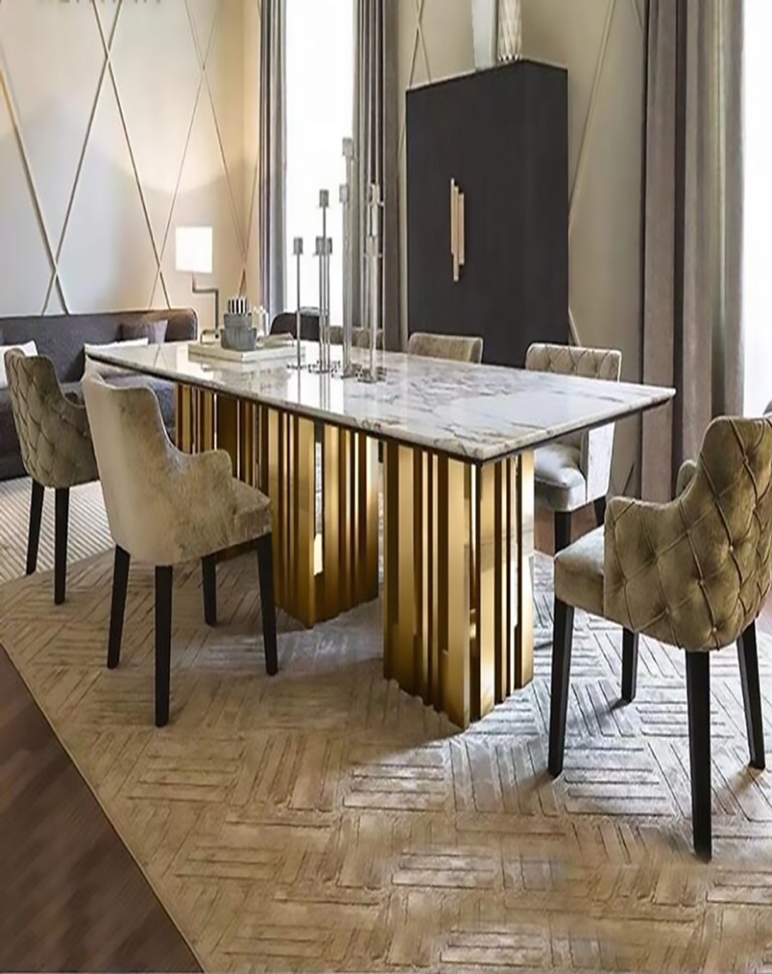 Kayden Marble Top Dining Table Set - Angie India Furniture ANGIE HOMES