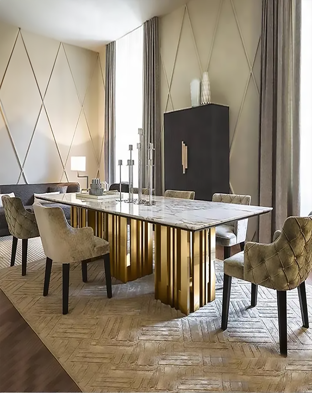 Kayden Marble Top Dining Table Set - Angie India Furniture ANGIE HOMES