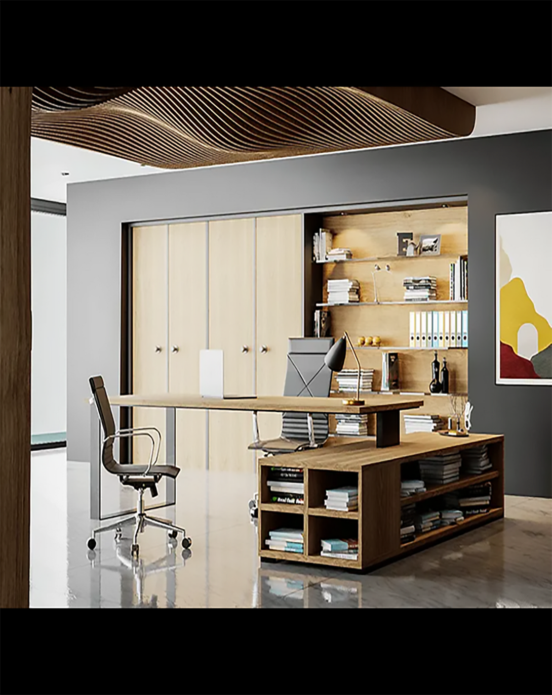 Kit Beige White Director Table | Unique managing director ANGIE HOMES