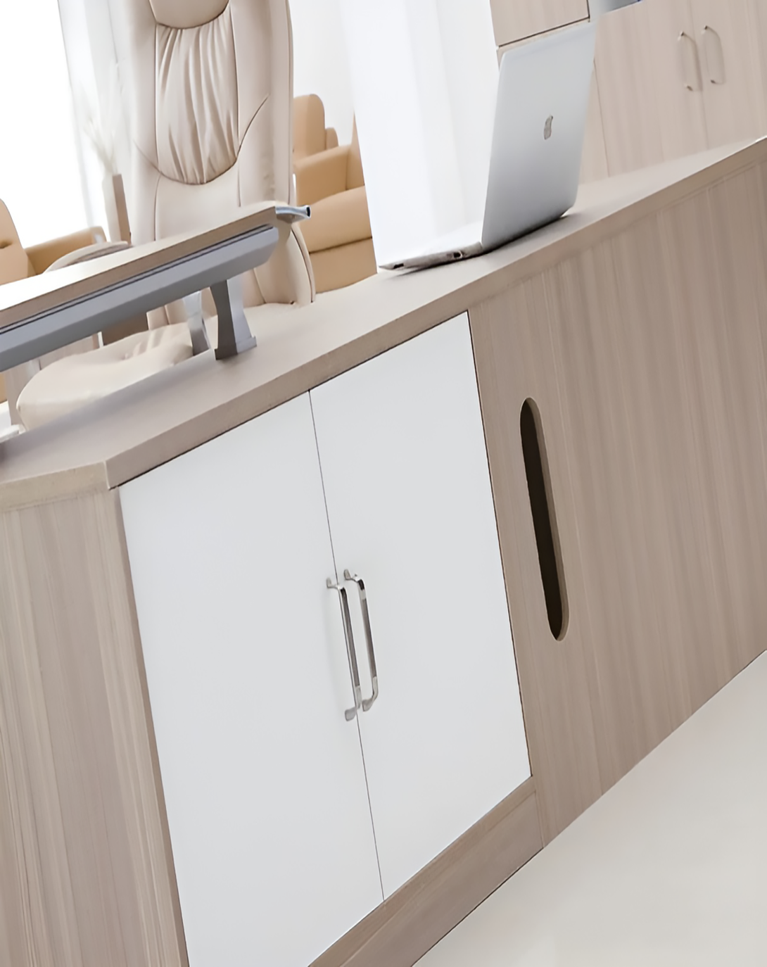 Kit Beige White Director Table | Unique managing director ANGIE HOMES