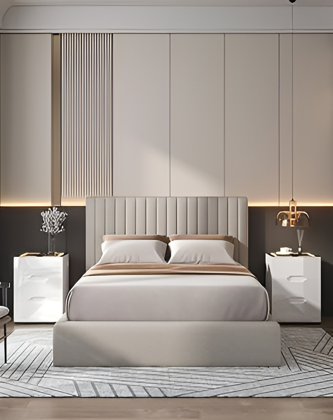 Kori Modern Low Back Bed With High Back Panel ANGIE HOMES