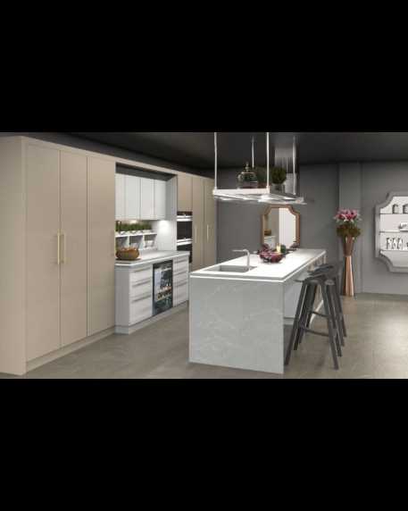 L shaped with Island Modular Kitchen Jindal Stainless
