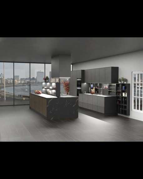 L shaped with Island Modular Kitchen Jindal Stainless