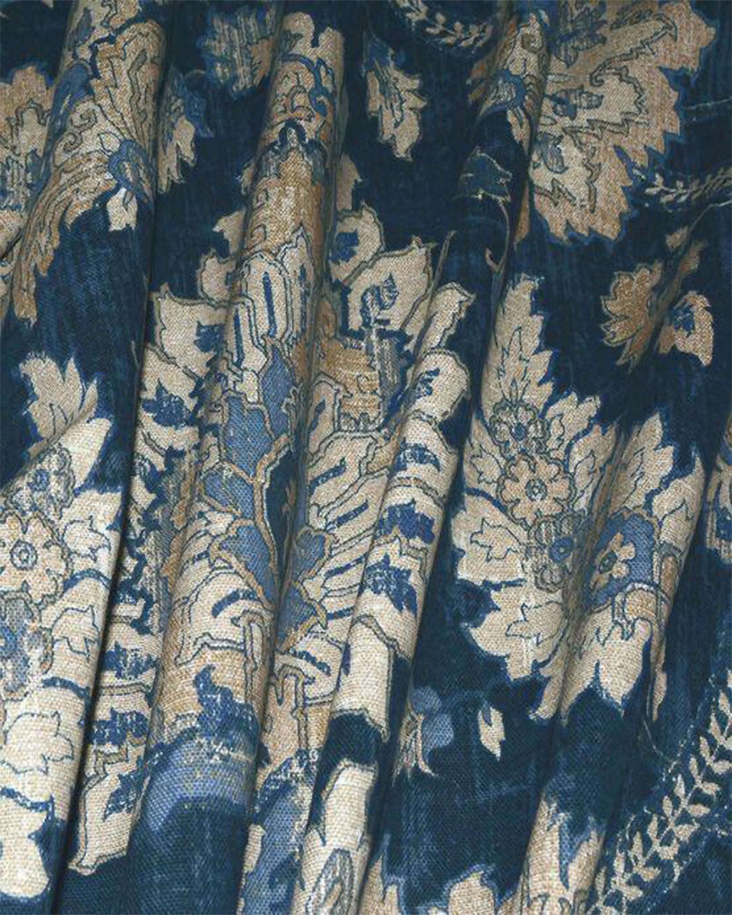 Luna Blue Floral Luxury Fabric 