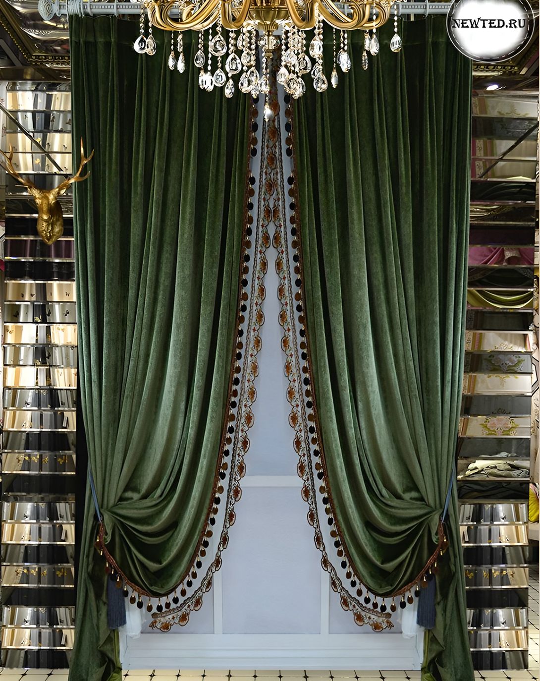 LUNA OLIVE GREEN VELVET CURTAINS