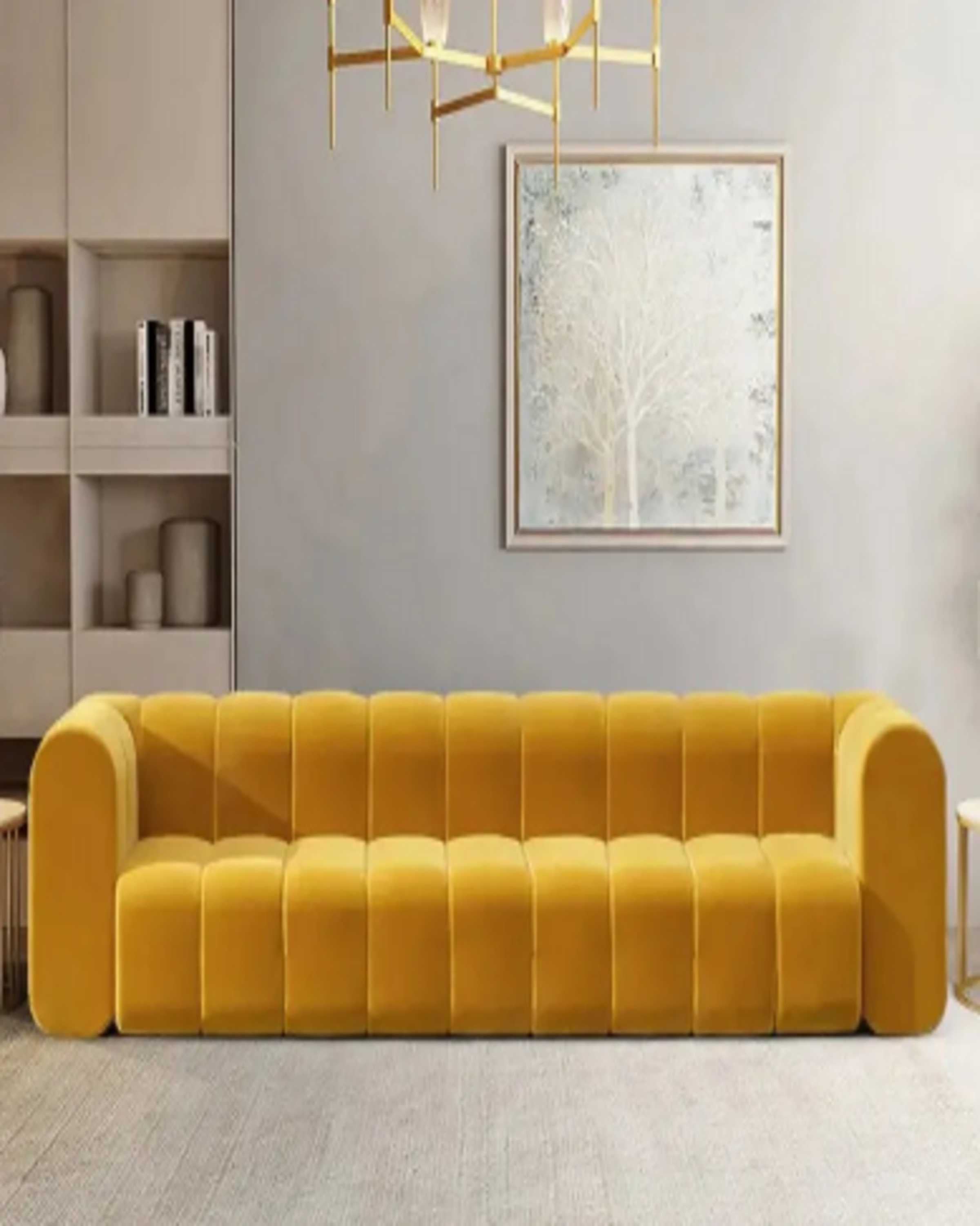 Laynne Yellow sofa set wooden