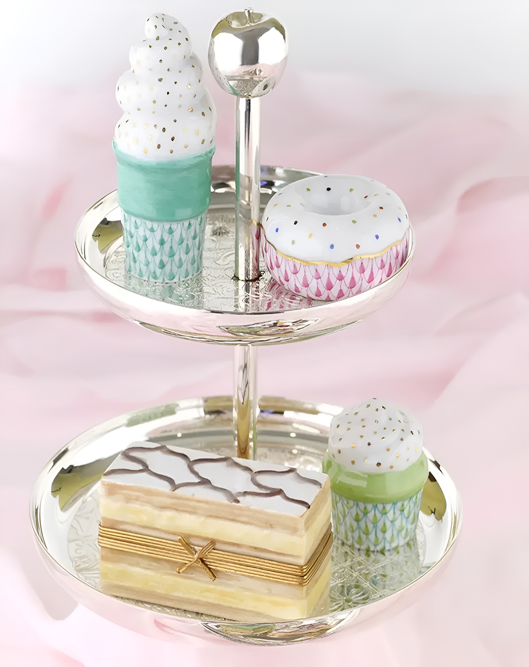 Luxe Fusion Silver Luxury Plated Cake Tray