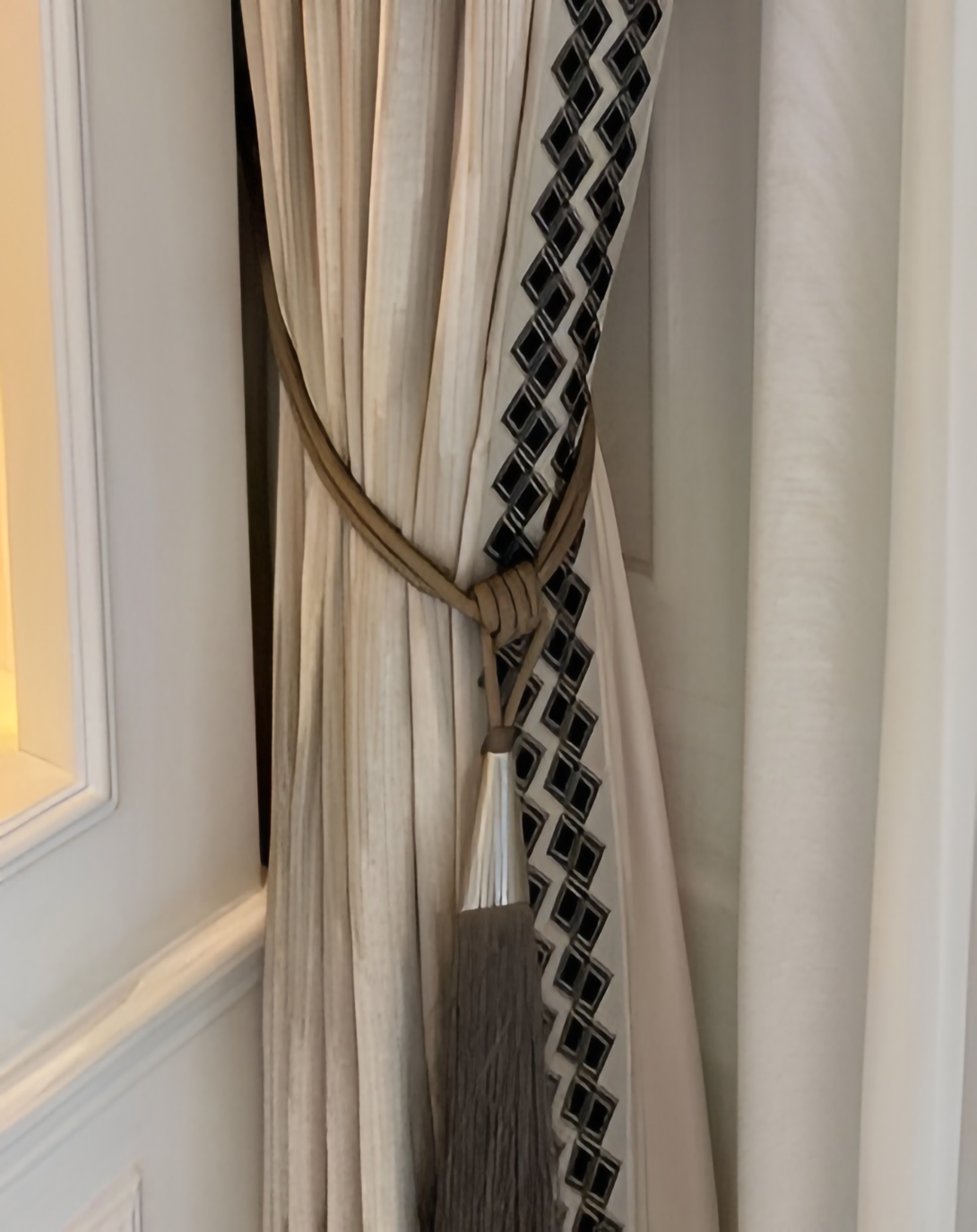 MIGEN BEIGE & BLACK COTTON SOLID CURTAINS