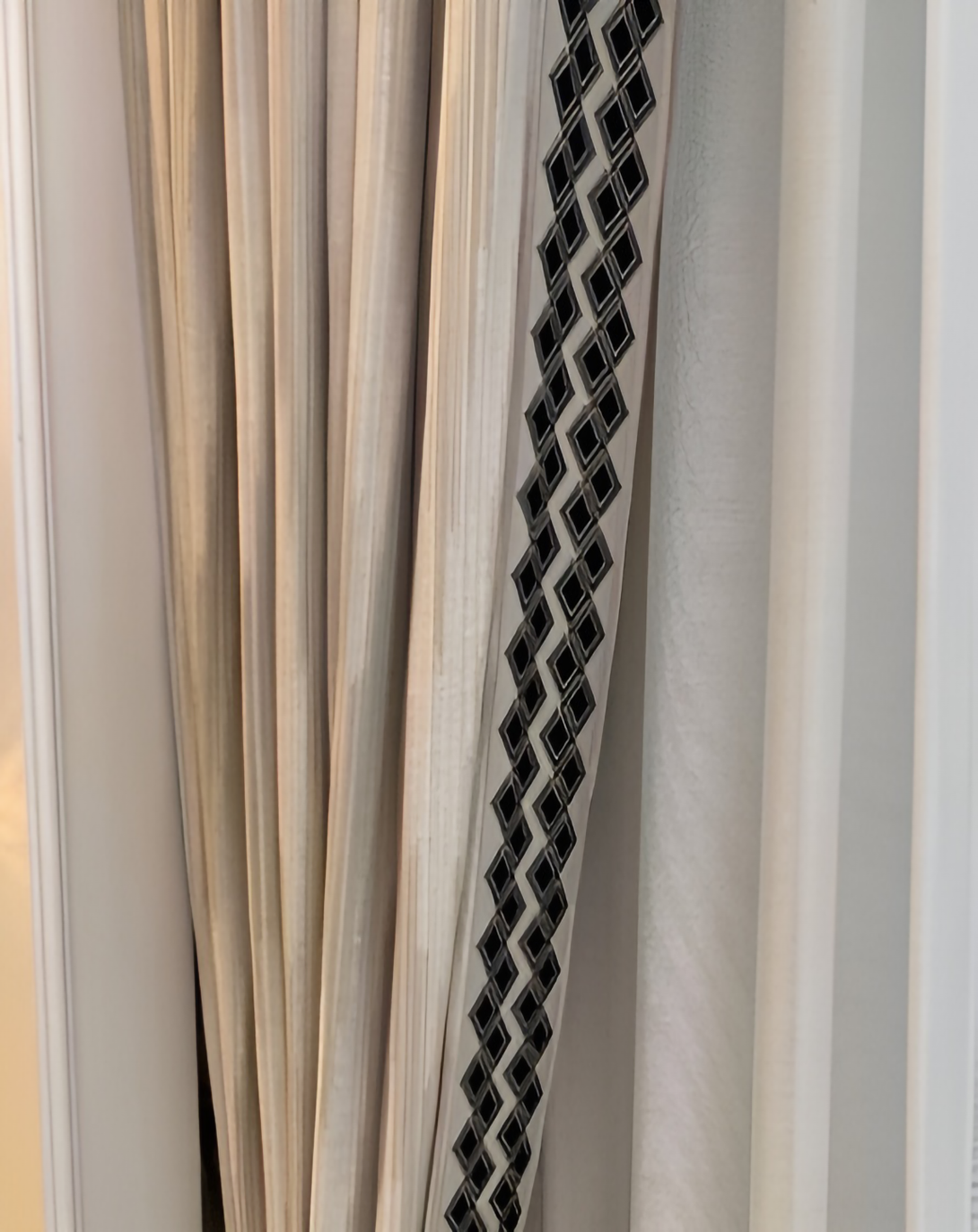 MIGEN BEIGE & BLACK COTTON SOLID CURTAINS ANGIE HOMES