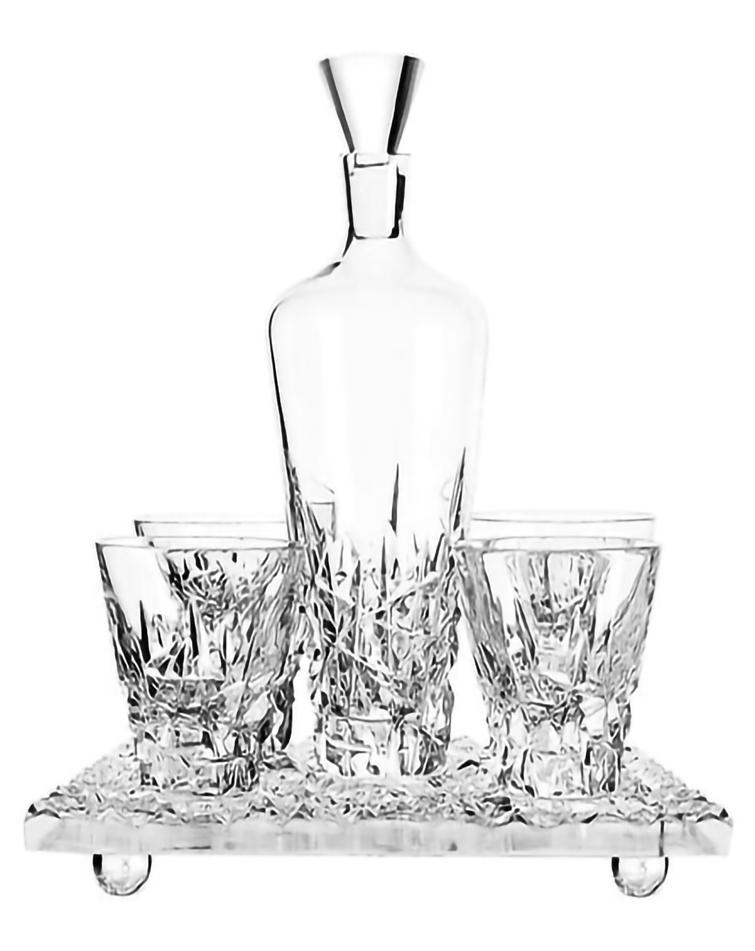 MINZU CRYSTAL CLEAR DECANTER AND WHISKEY GLASSES SET WITH TRAY