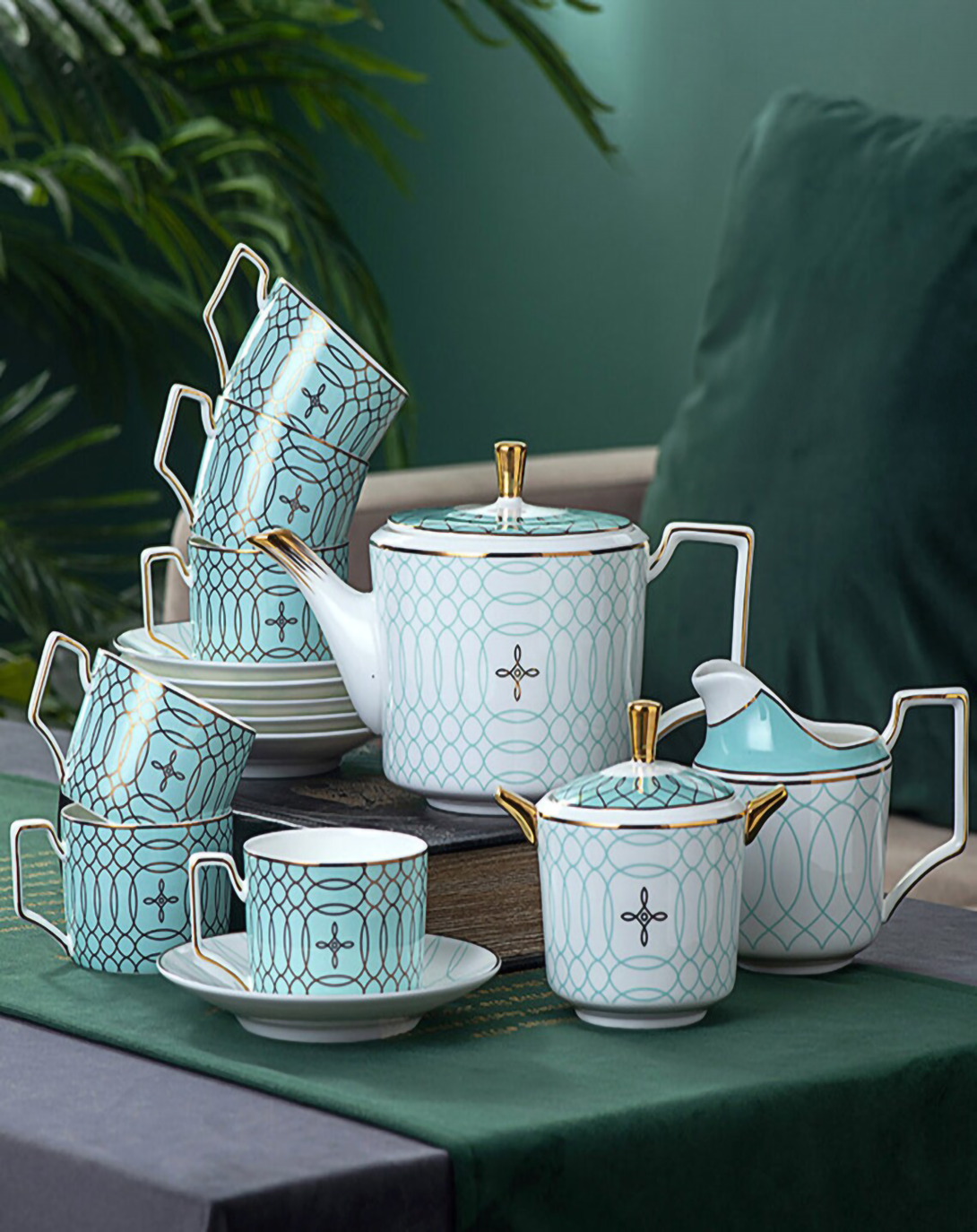 MOSSAVA BLUE AND WHITE TEA SET
