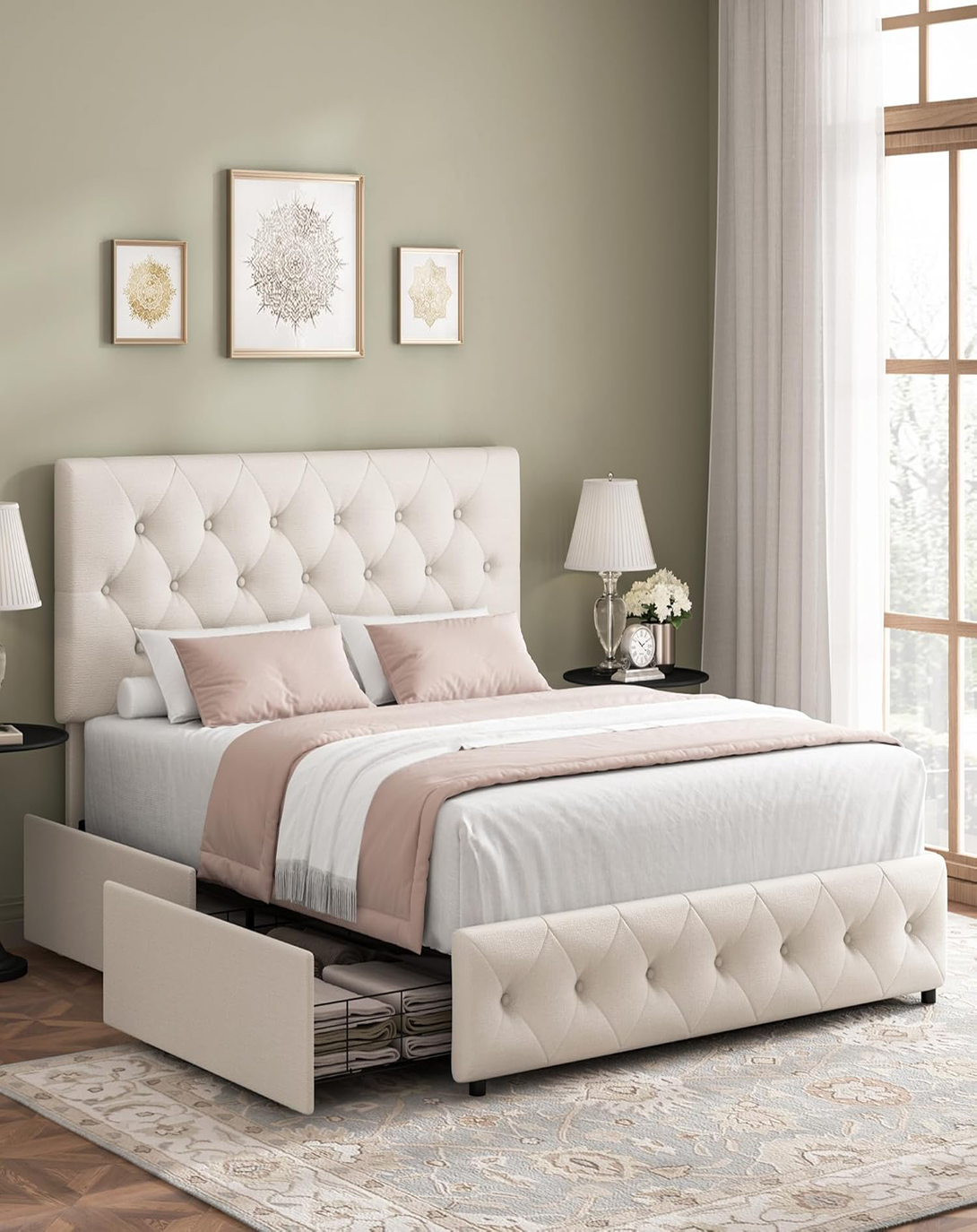 Mabel White king/queen size high quality beds With Head Board ANGIE HOMES