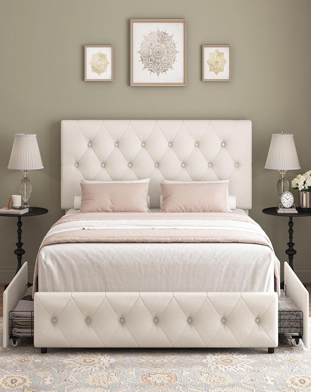 Mabel White king/queen size high quality beds With Head Board ANGIE HOMES