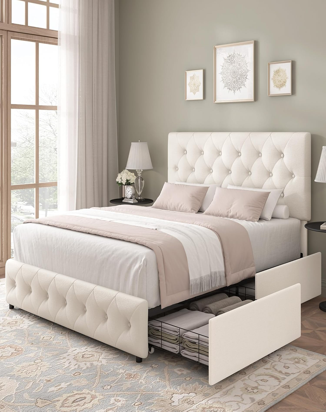 Mabel White king/queen size high quality beds With Head Board ANGIE HOMES