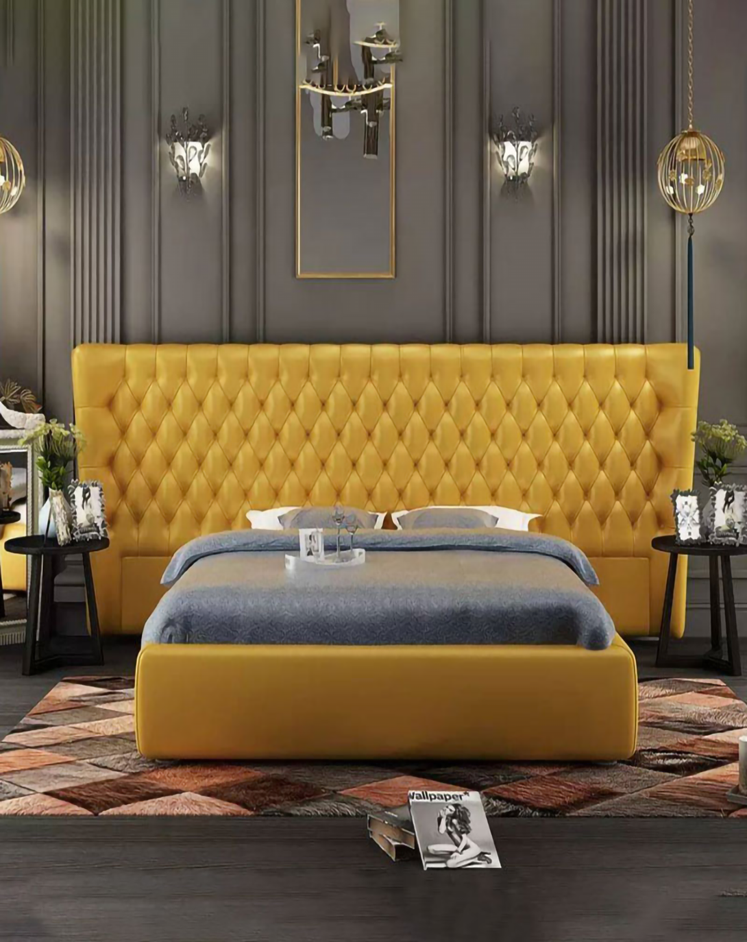 Mable Luxury Upholstered Bed with Head Board ANGIE HOMES