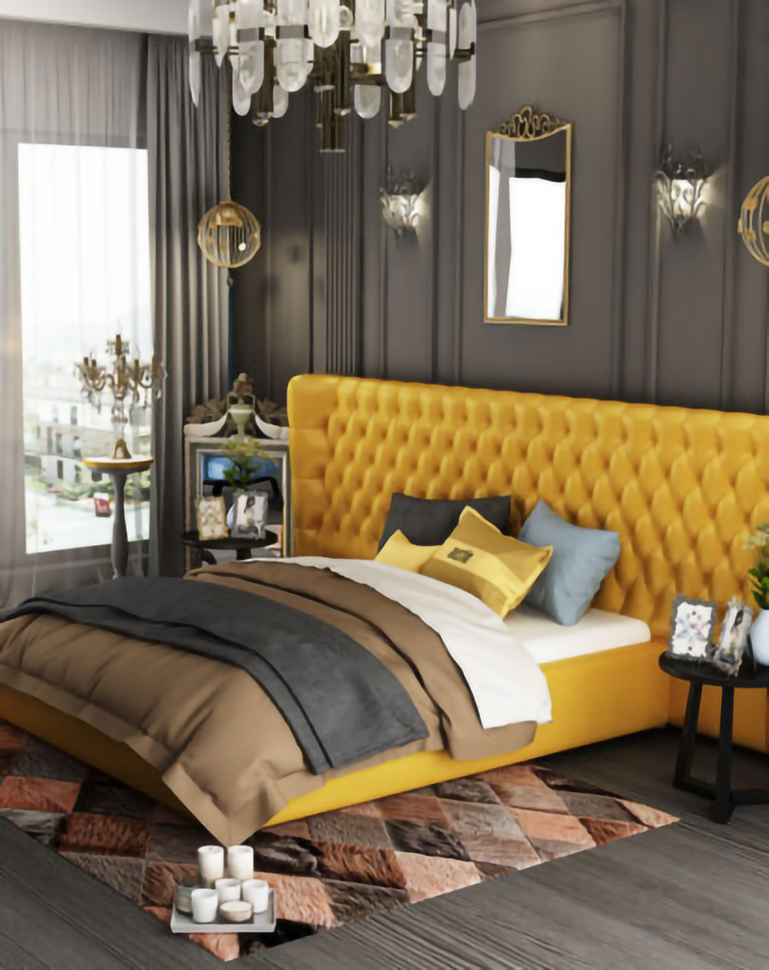 Mable Luxury Upholstered Bed with Head Board ANGIE HOMES