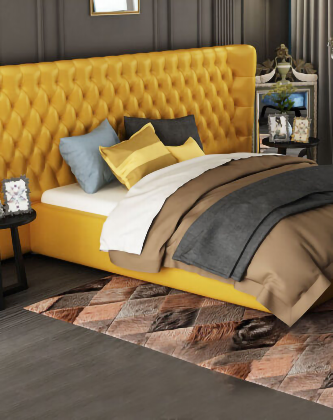 Mable Luxury Upholstered Bed with Head Board ANGIE HOMES