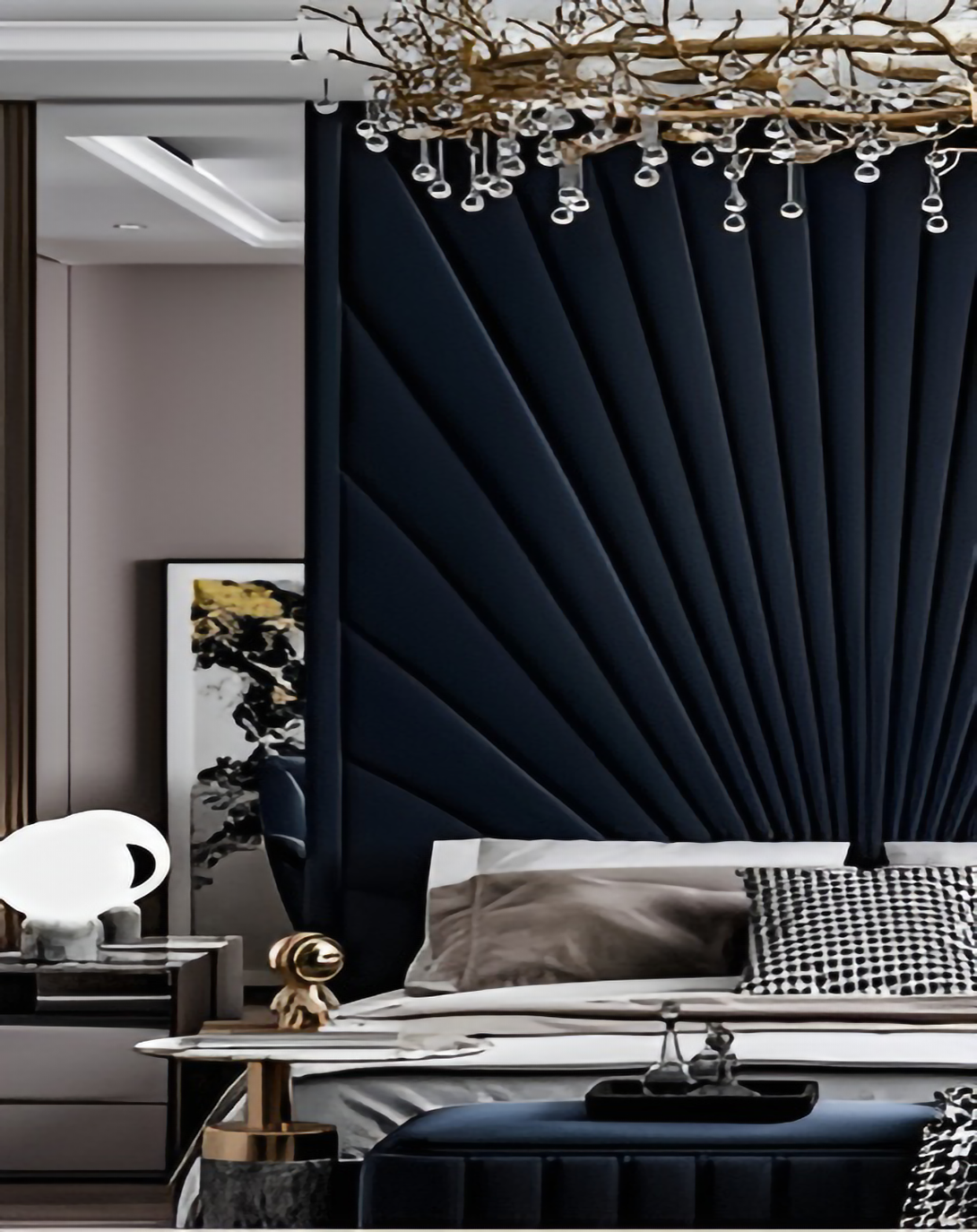 Mable Modern Upholstered Bed With High Back Panel ANGIE HOMES