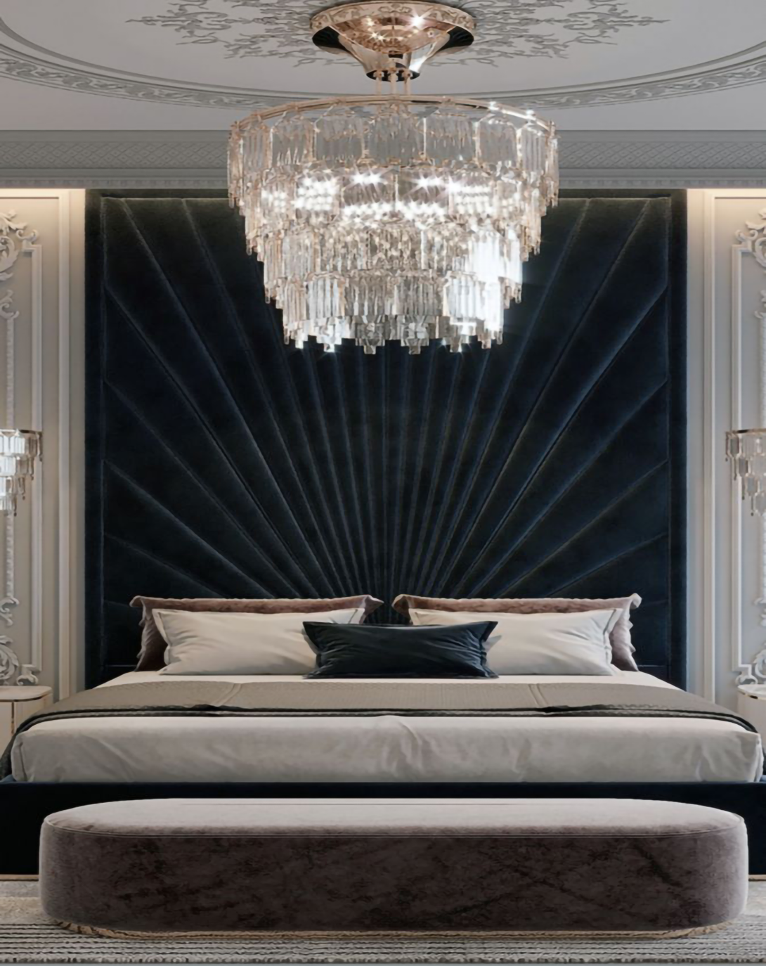 Mable Modern Upholstered Bed With High Back Panel ANGIE HOMES