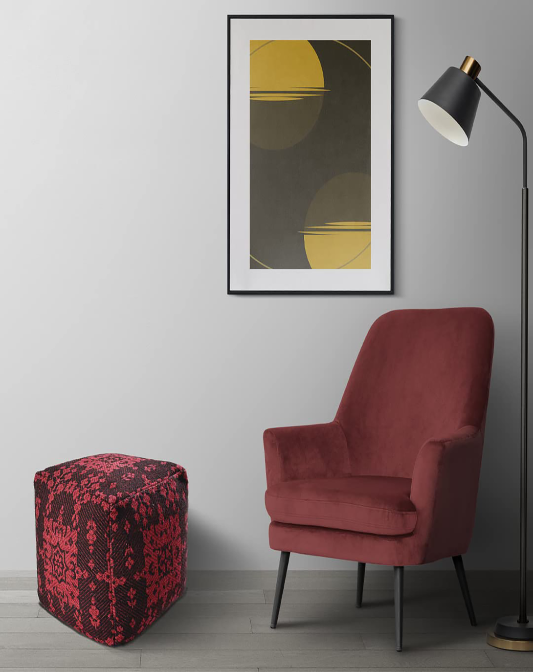 Mahin Maroon Sofa Chair  Wooden sofa chair