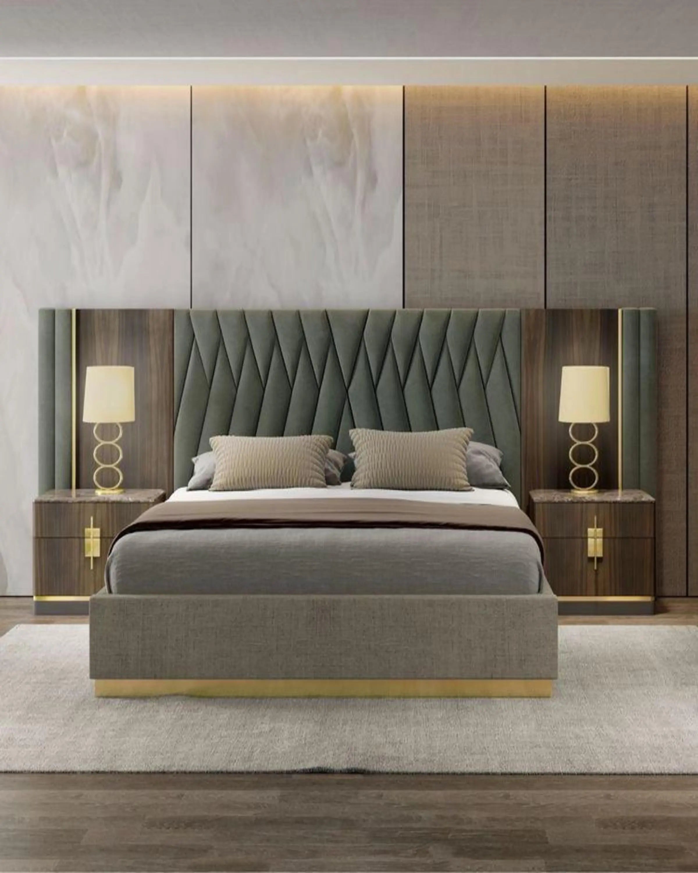 Maren Green & Grey Luxury Bed ANGIE HOMES