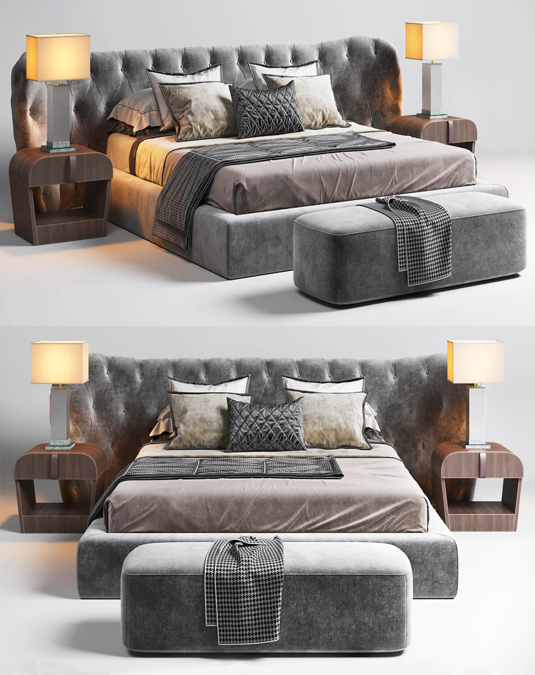 Matte Modern Stylish Bed with Wide Head Board ANGIE HOMES