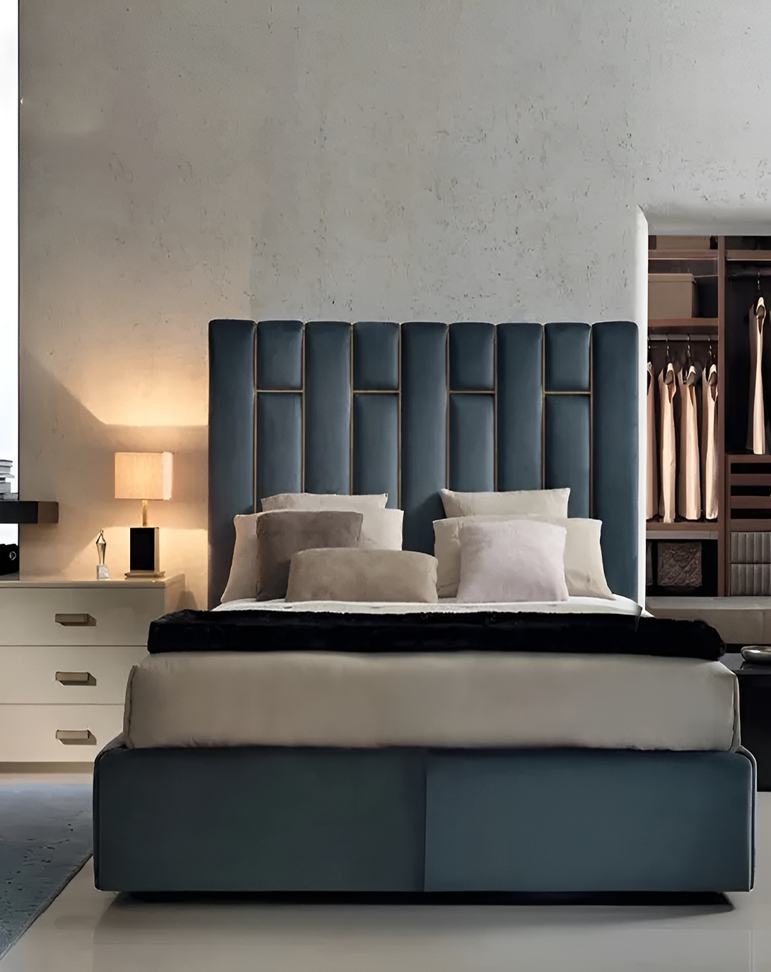 Mercy Striped Bed with Quintet Head Board ANGIE HOMES