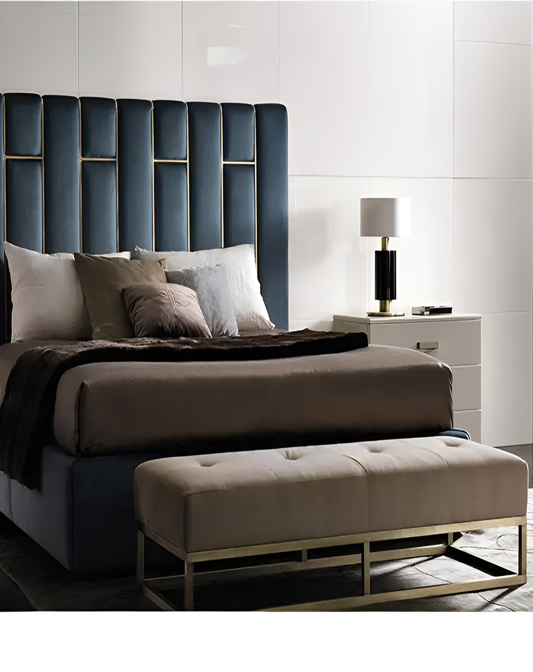 Mercy Striped Bed with Quintet Head Board ANGIE HOMES