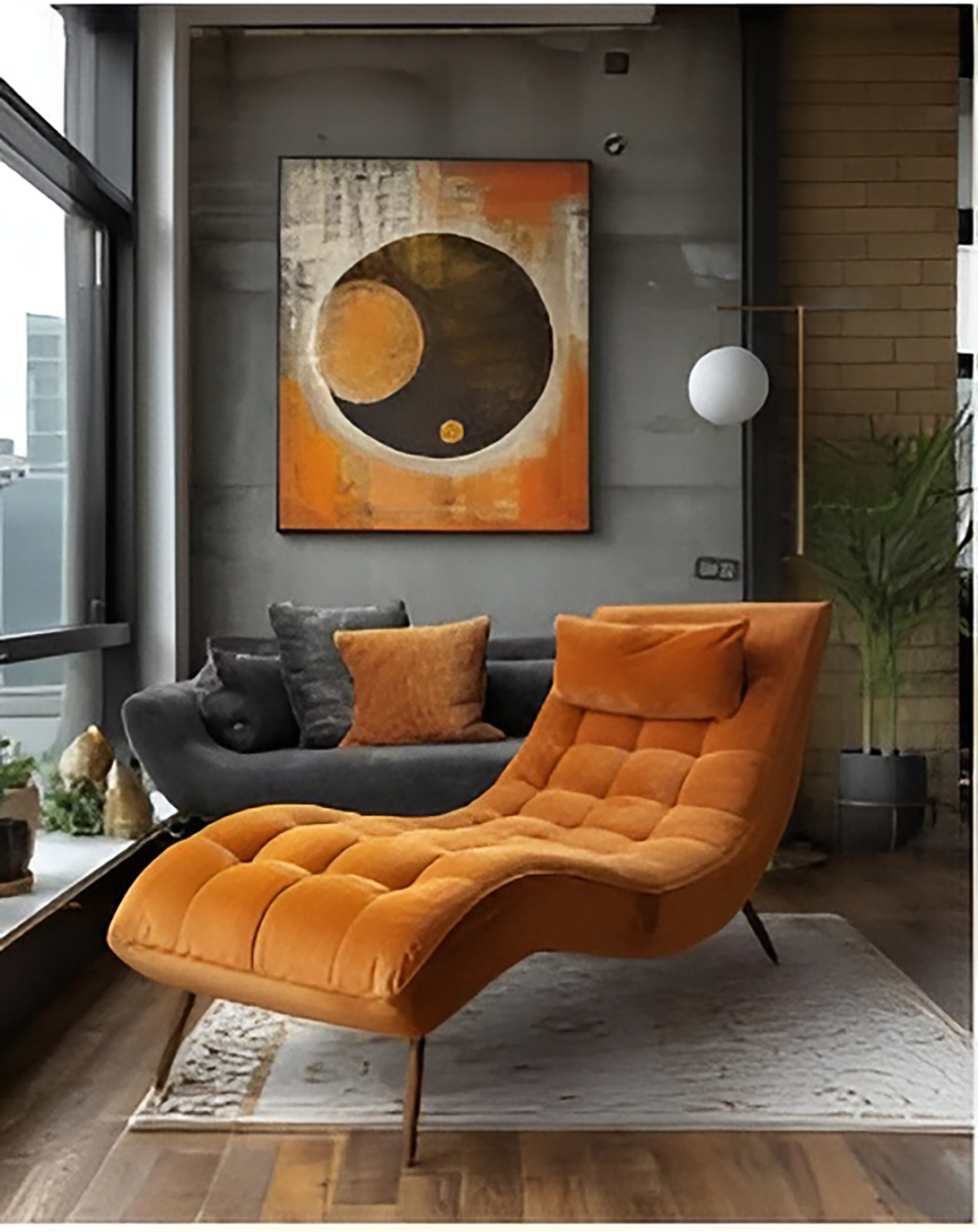 Modern Armless Red Luxury Sofa Set