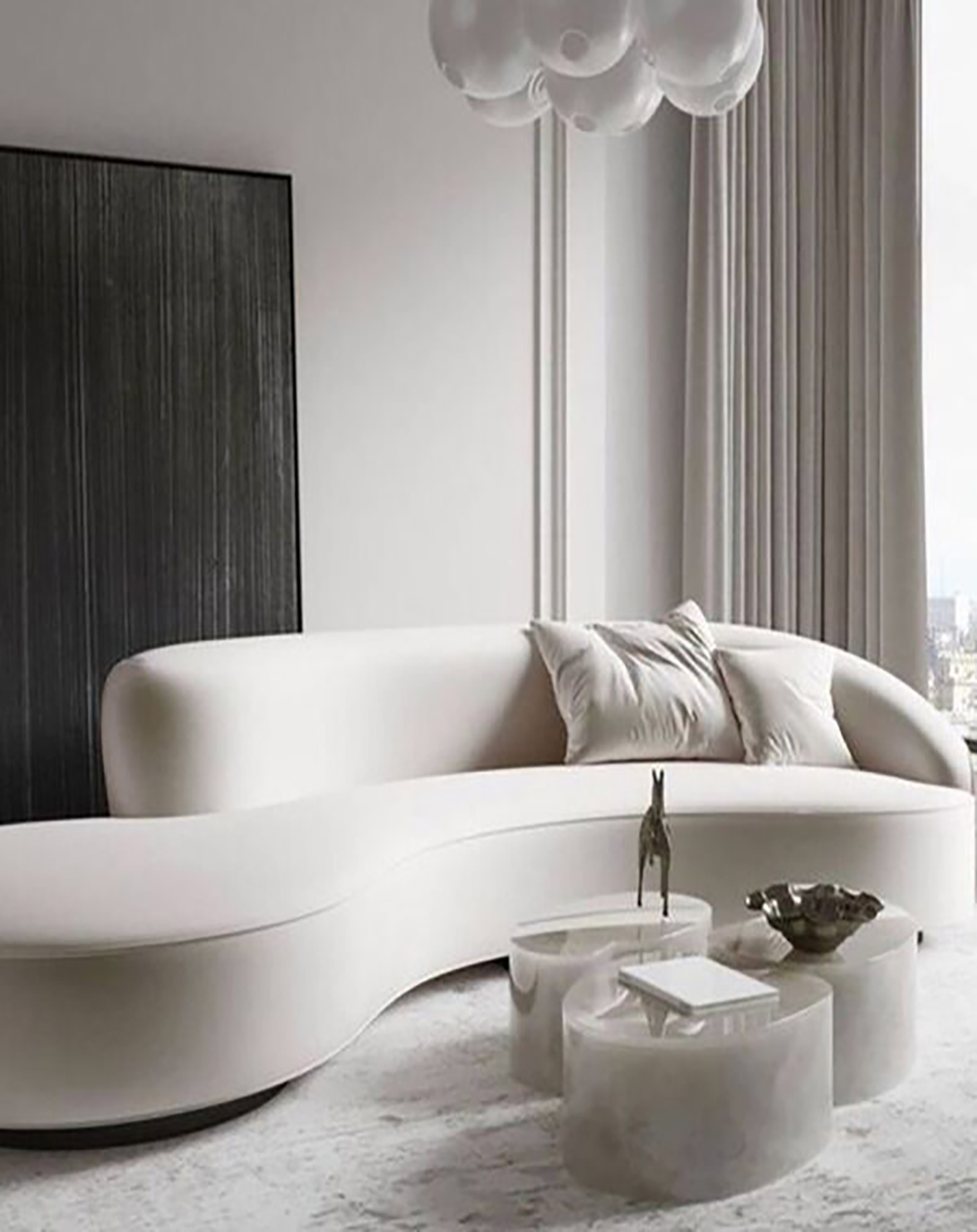 Modern Elegant White L Shaped Sofa