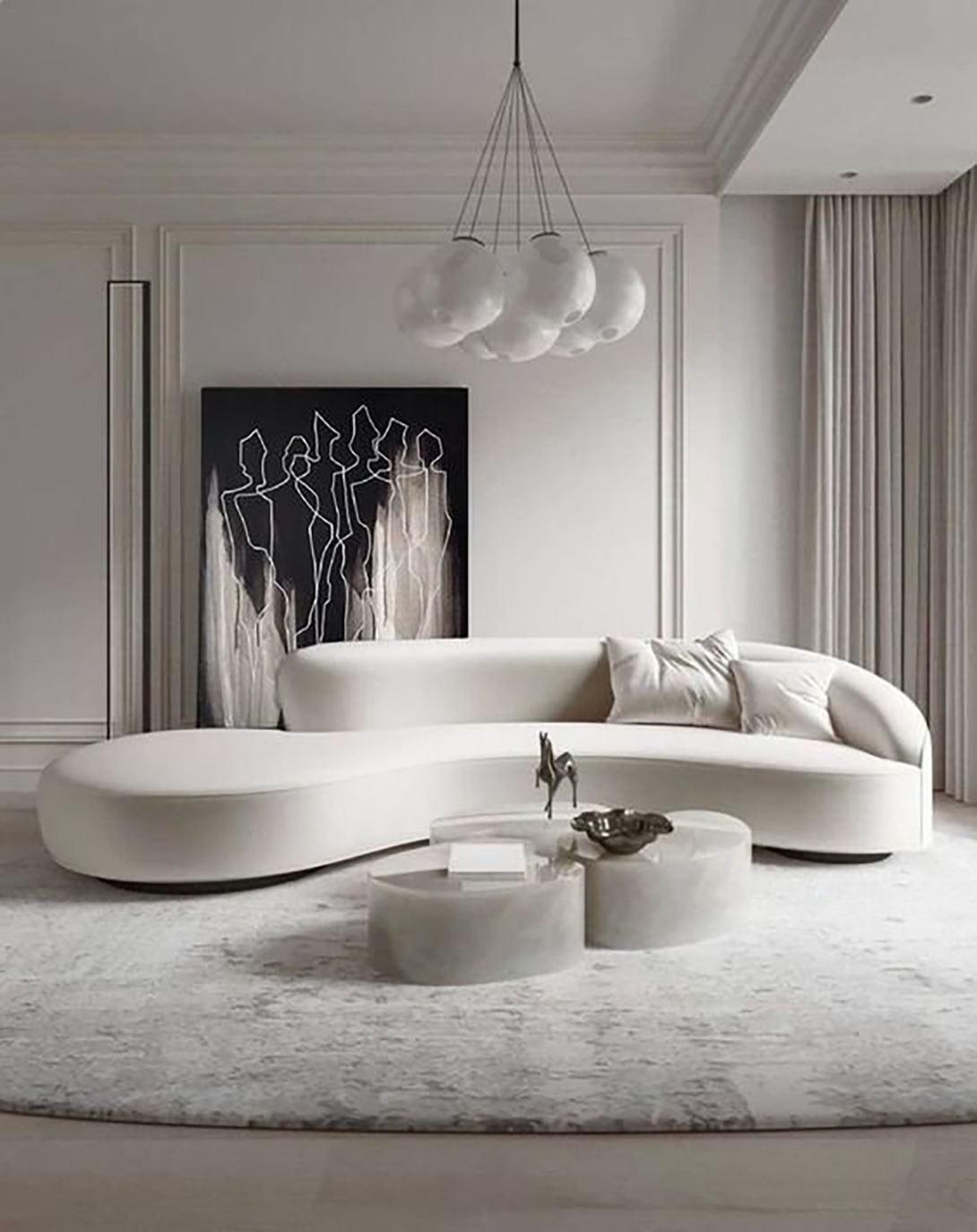 Modern Elegant White L Shaped Sofa