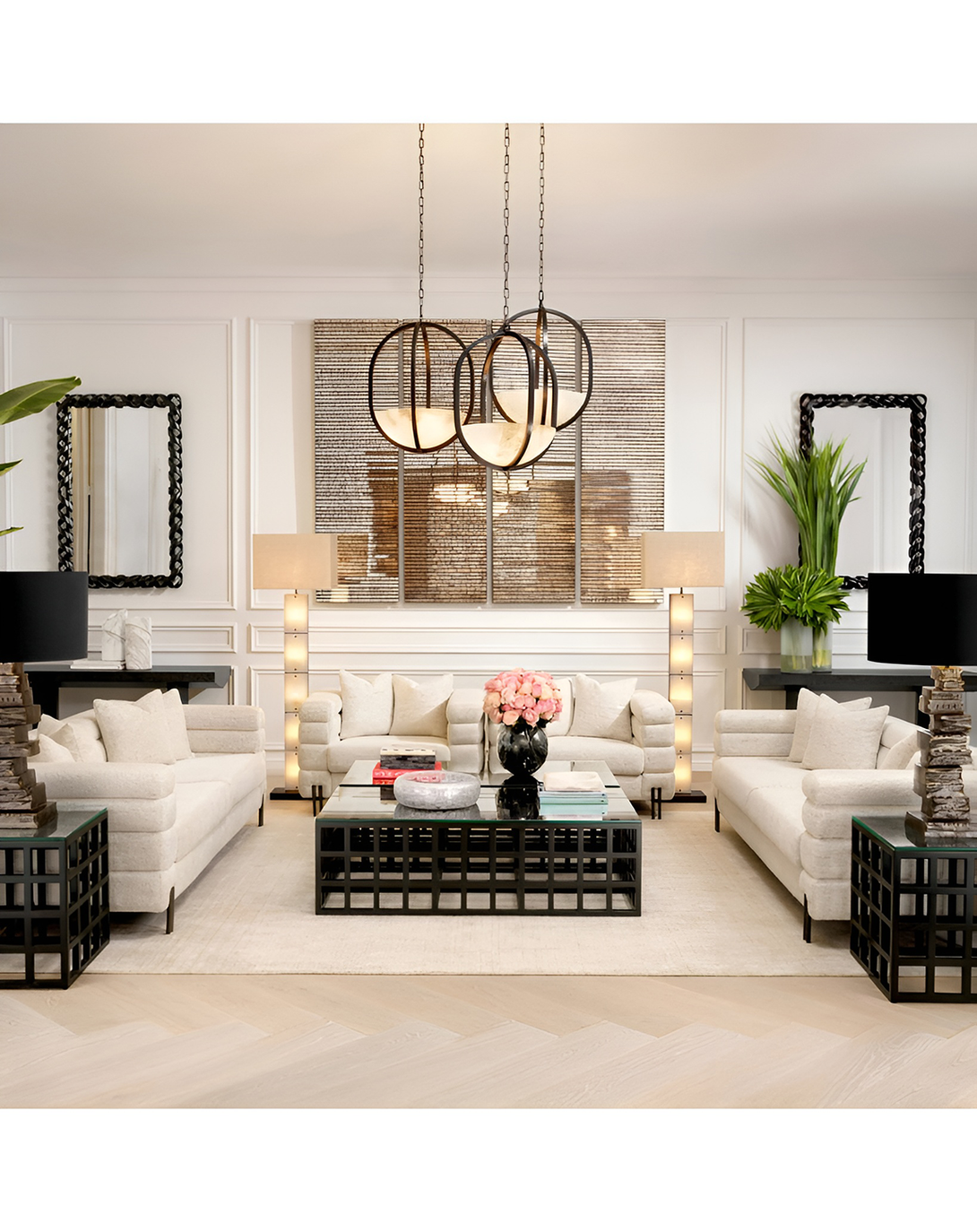 Modern Glass And Fibre Port Luxury Table Lamps ANGIE HOMES