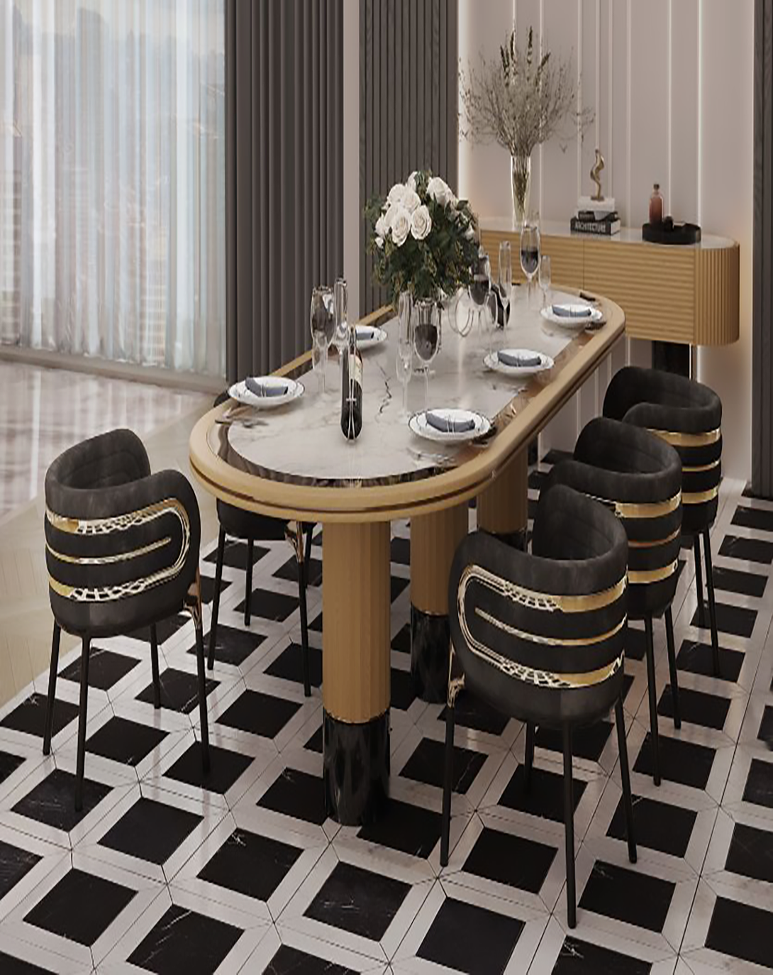 Modern Industrial Luxury Dining Table ANGIE HOMES