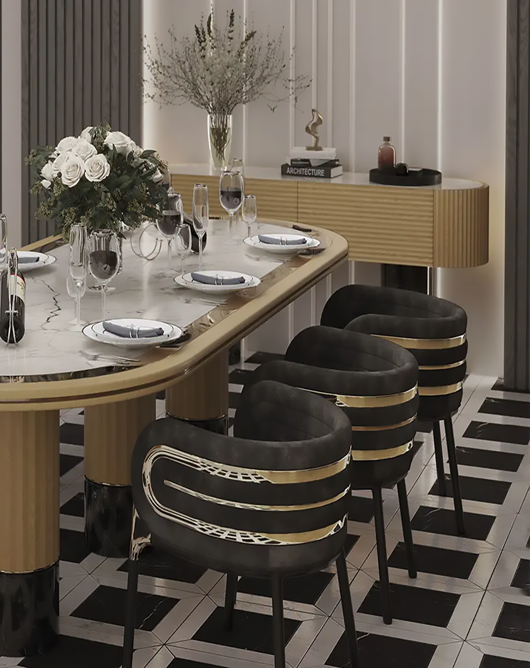 Modern Industrial Luxury Dining Table ANGIE HOMES