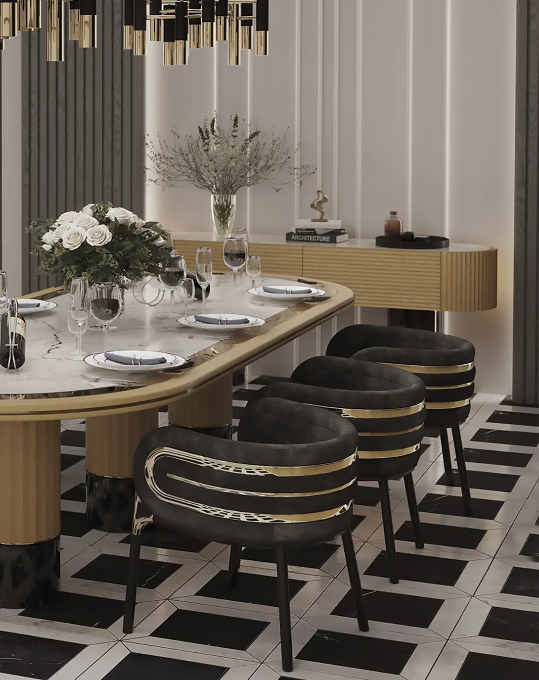 Modern Industrial Luxury Dining Table ANGIE HOMES