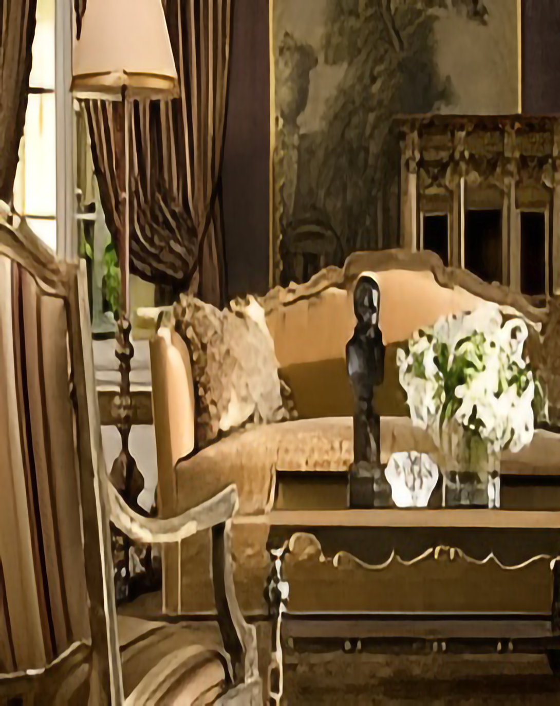 NESTING GOLDEN & BROWN CLASSIC SOFA ANGIE HOMES