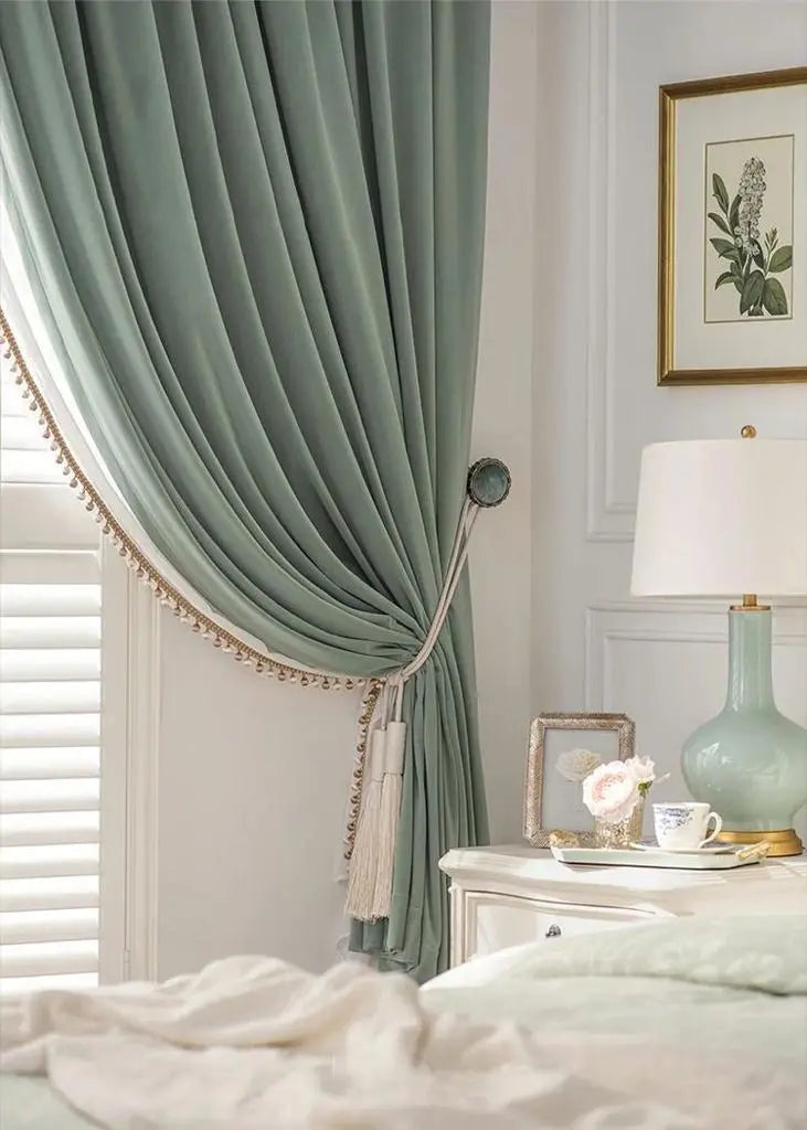 Nuru Mint Green Velvet Curtains