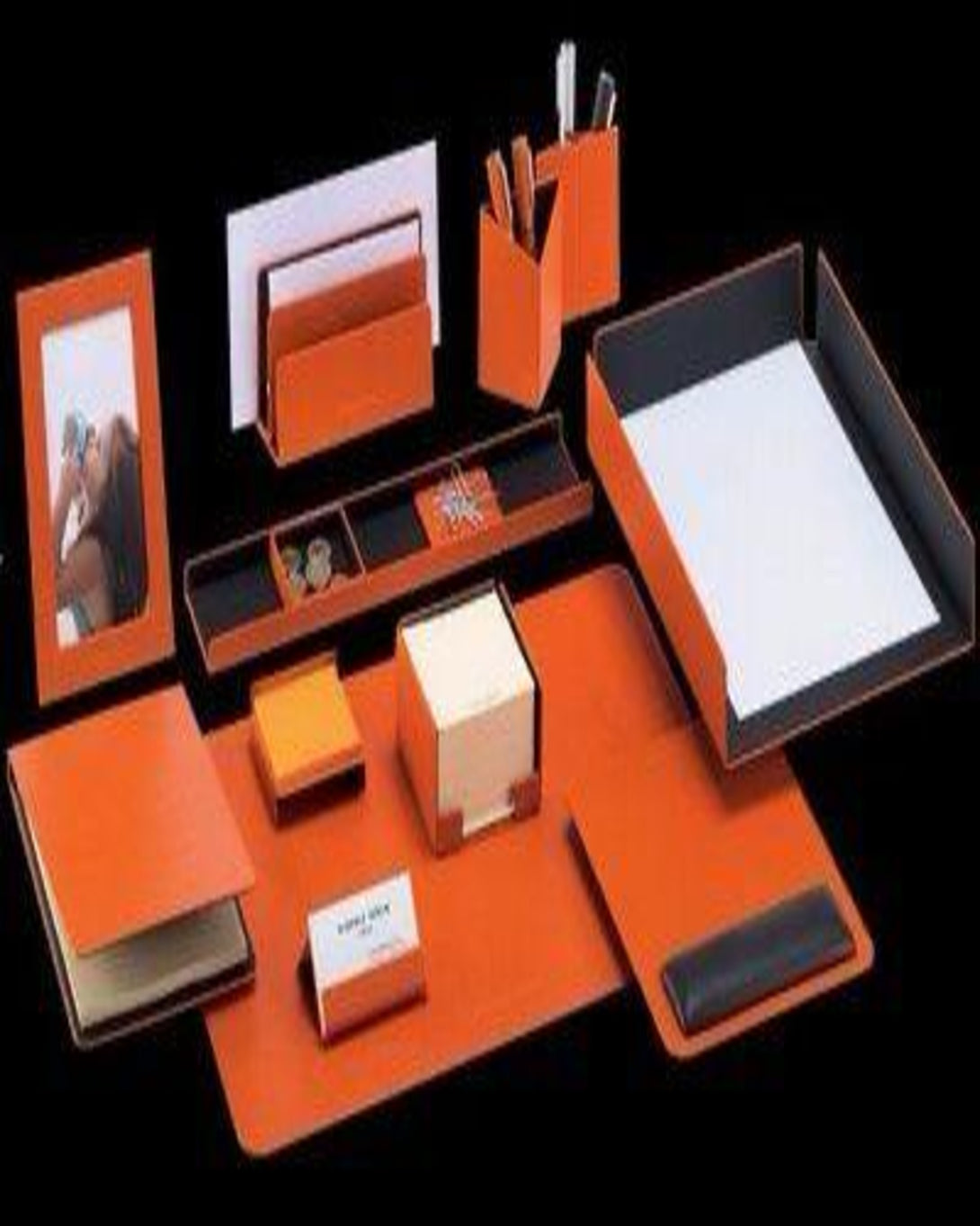 Nomad Orange Leather Office Desk Set ANGIE HOMES