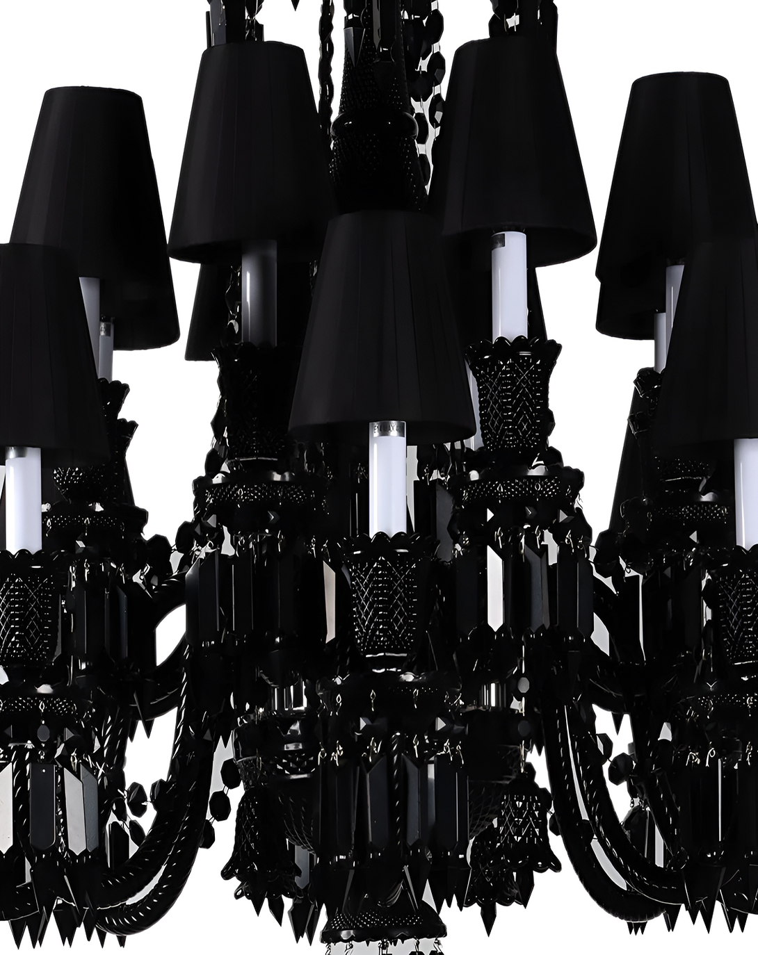 Oliver Classic Black Crystal Glass Chandelier Light
