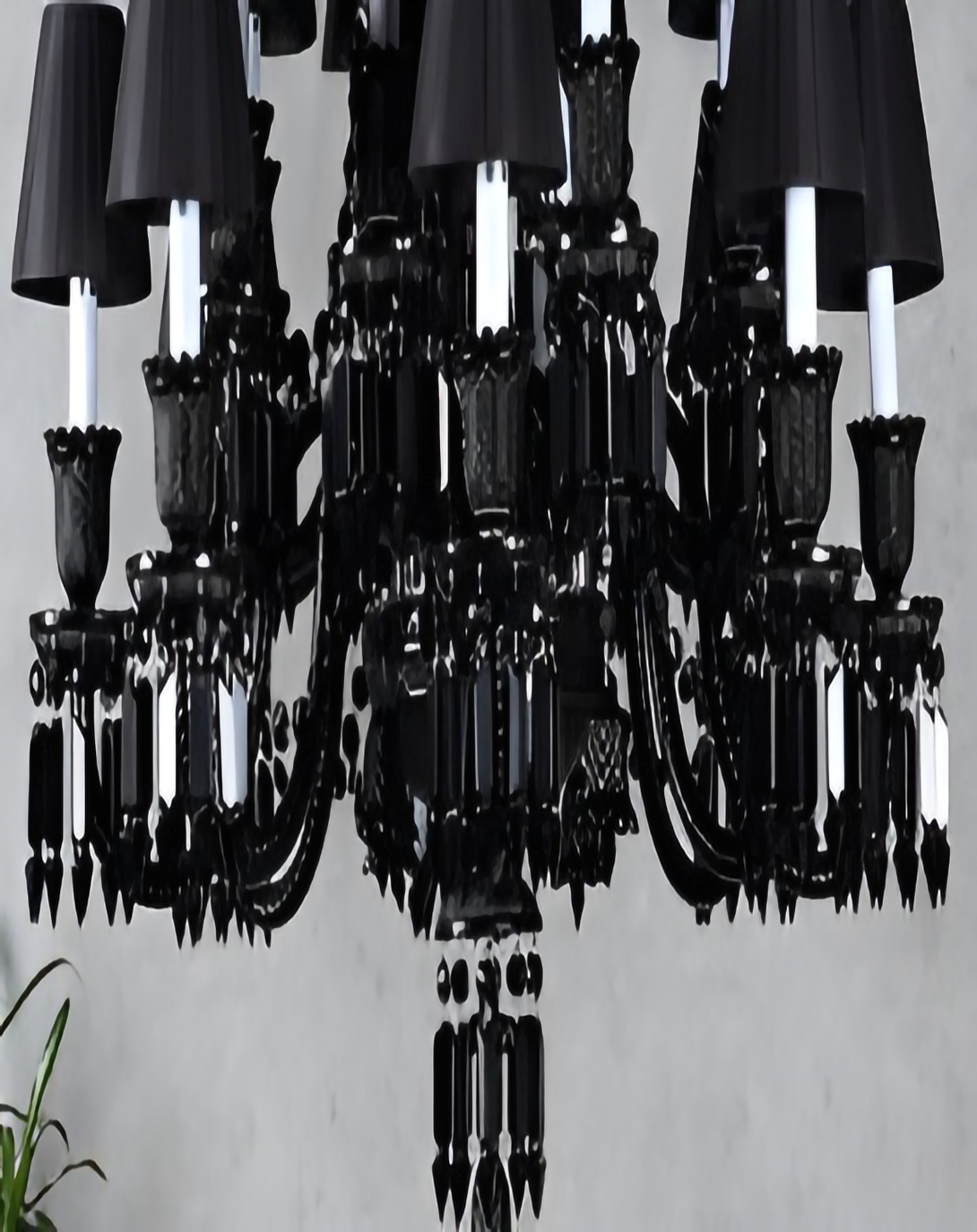 Oliver Classic Black Crystal Glass Chandelier Light
