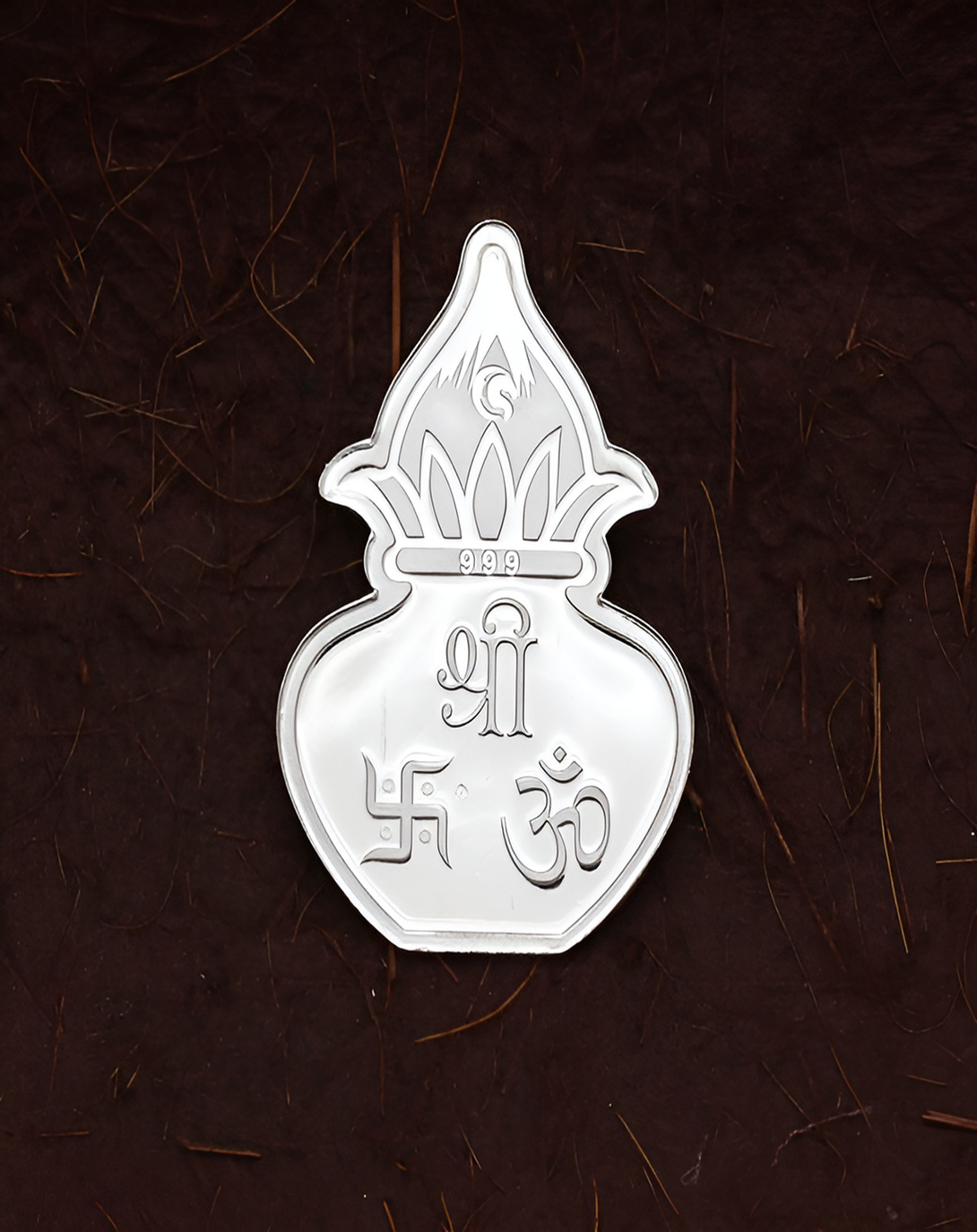 Om Swastika Silver Kalash Coin - Angie Homes Silverware ANGIE HOMES