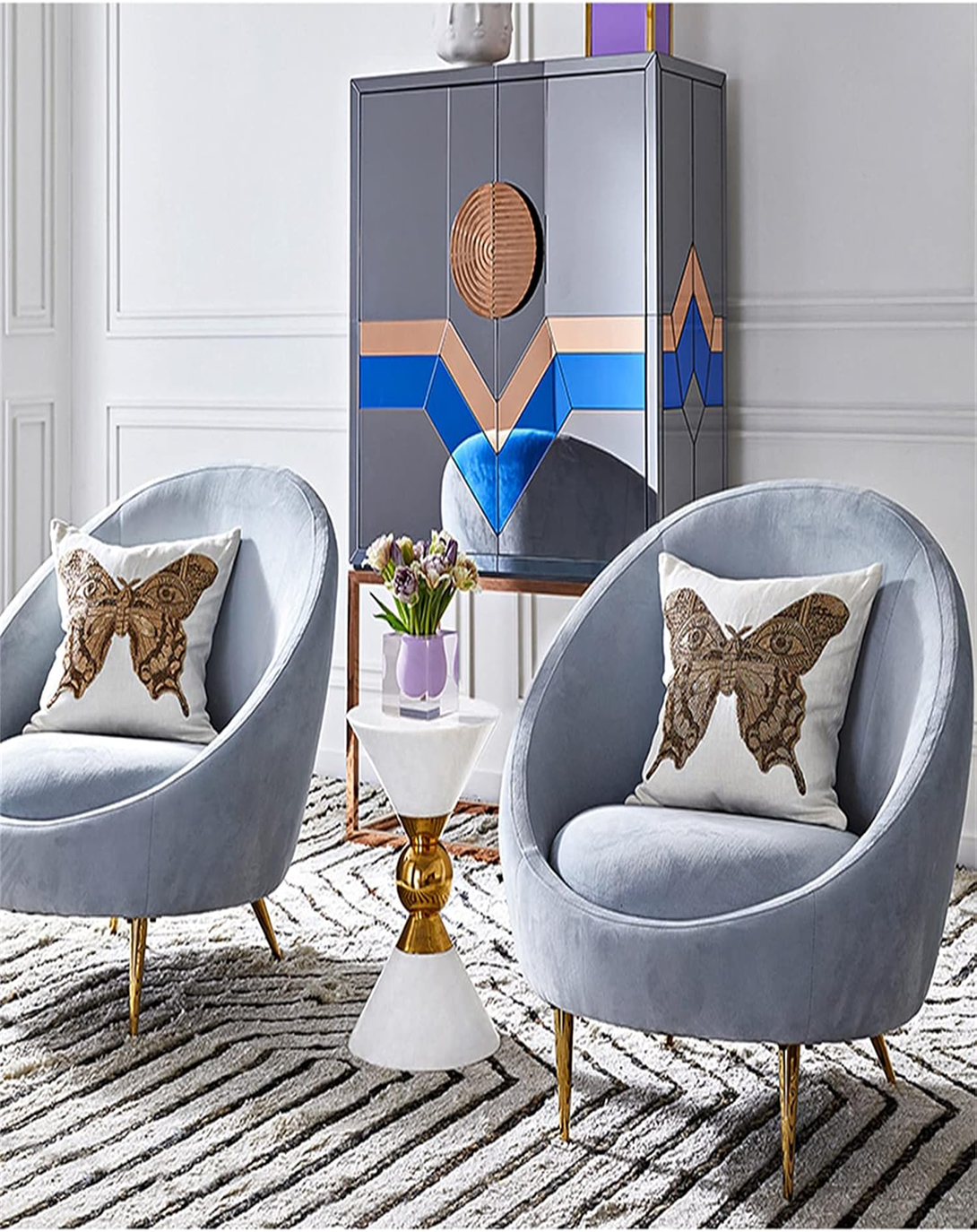 Omid Blue Sofa Chair ANGIE HOMES