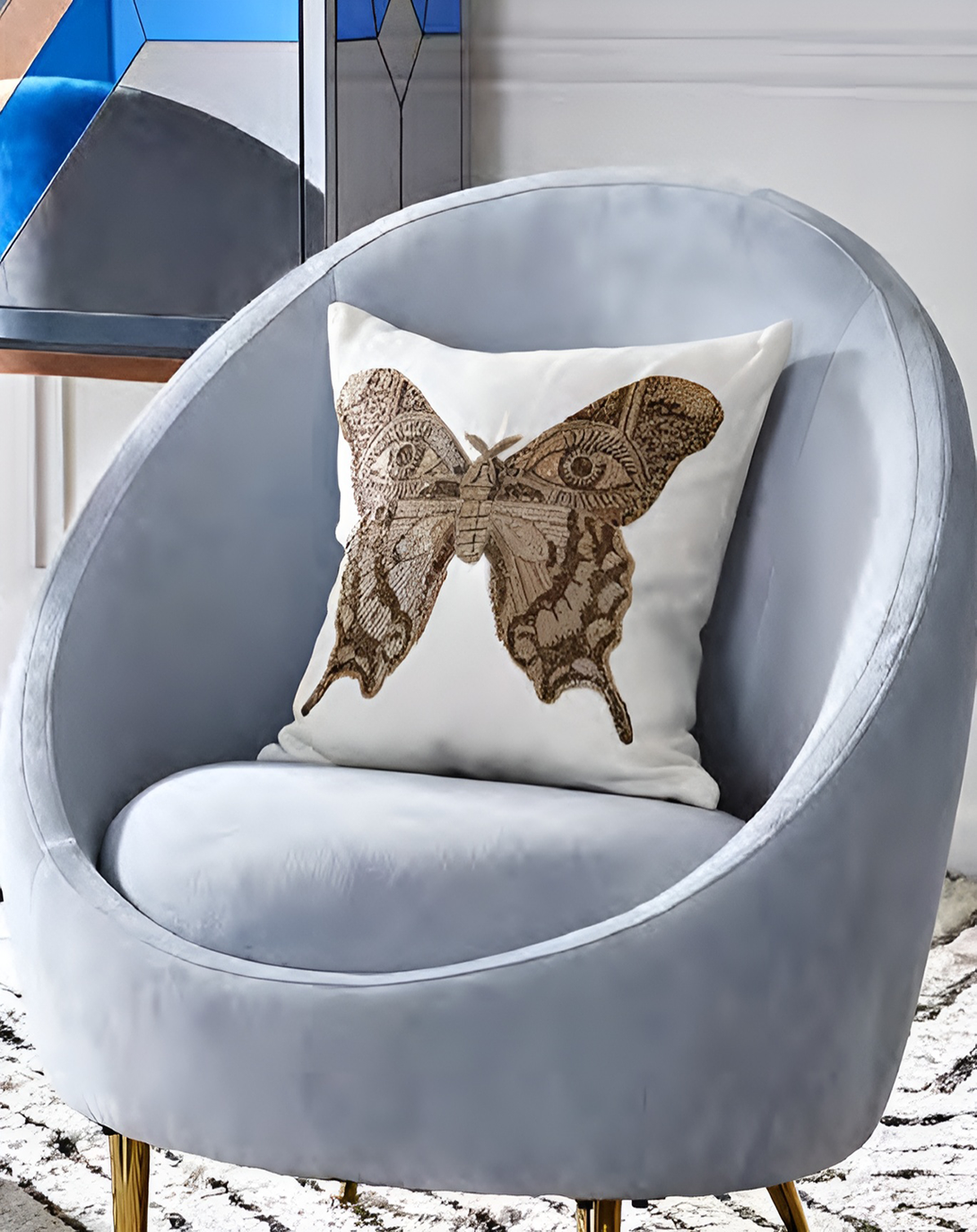 Omid Blue Sofa Chair ANGIE HOMES