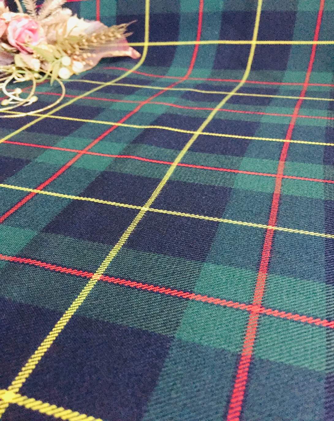PEWIT GREEN RED & YELLOW PLAID FABRIC