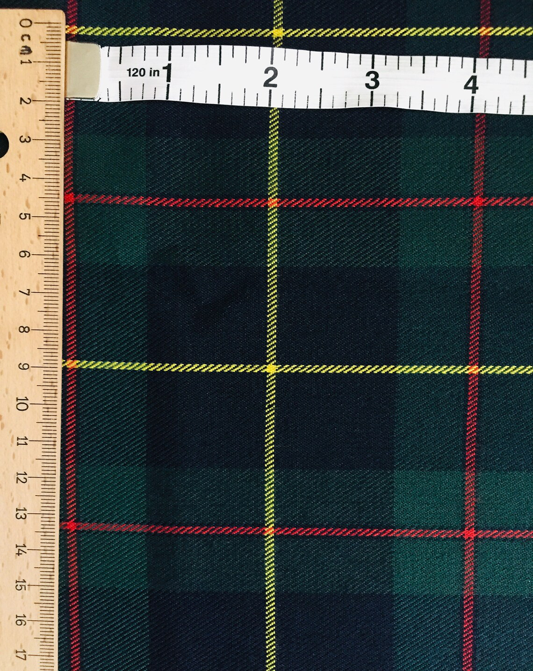 PEWIT GREEN RED & YELLOW PLAID FABRIC